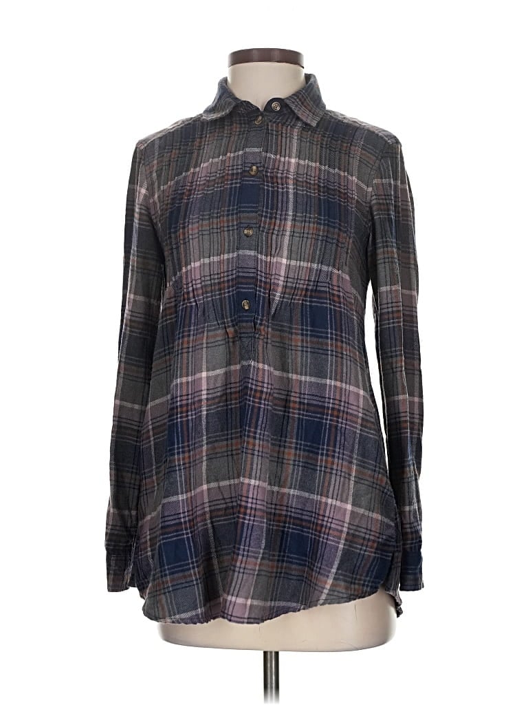 Pre-owned American Eagle Outfitters Long Sleeve Blouse In Gray