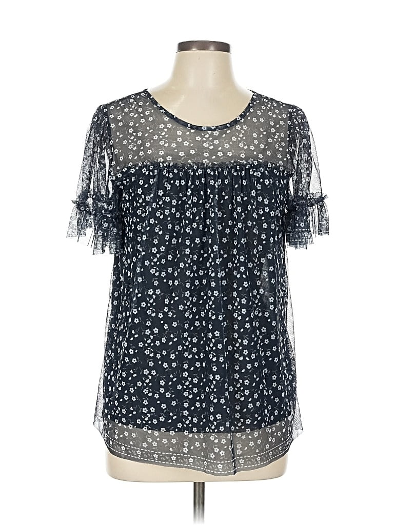 Pre-owned Max Studio Short Sleeve Blouse In Blue