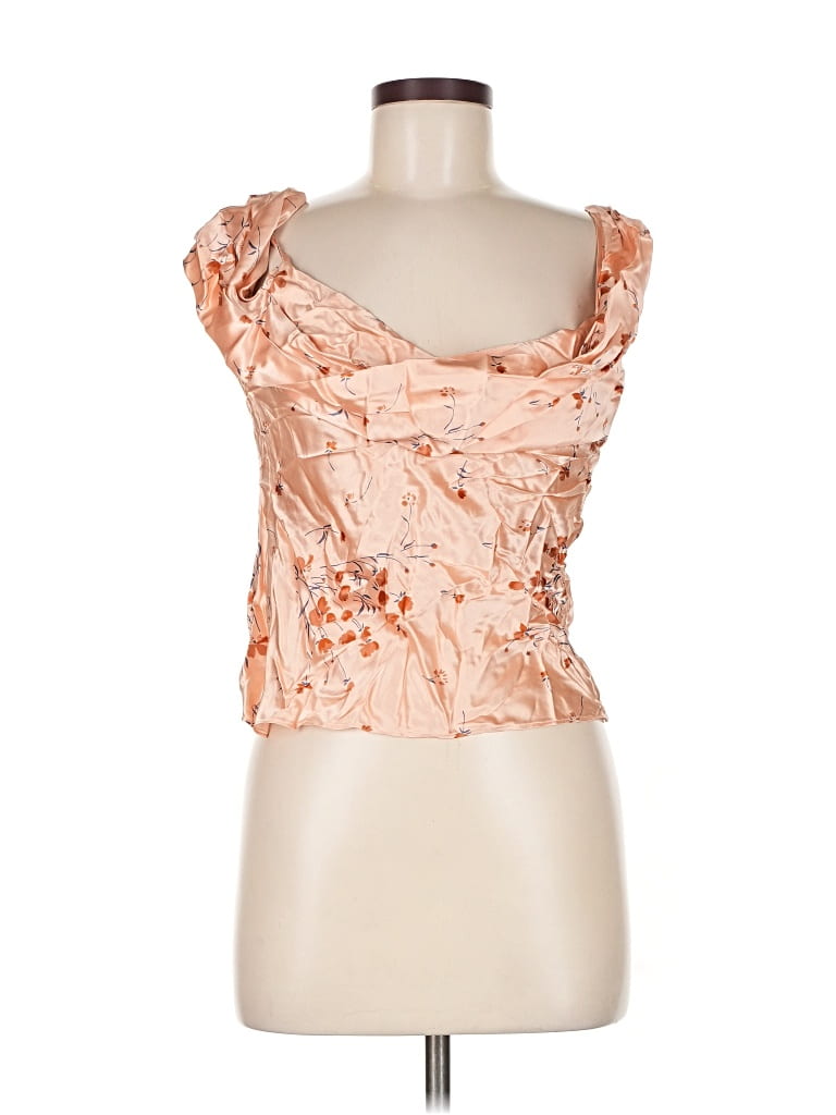 Pre-owned Reformation Sleeveless Silk Top Orange Strapless Neckline Tops