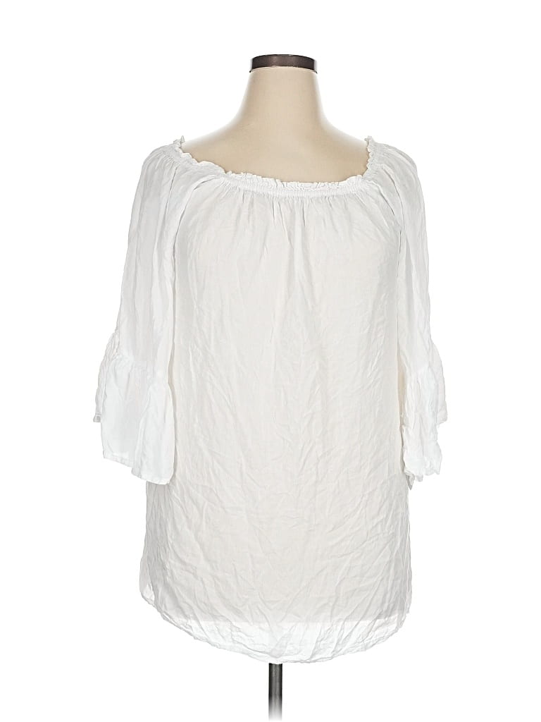 Pre-owned Bali Queen 3/4 Sleeve Blouse In White