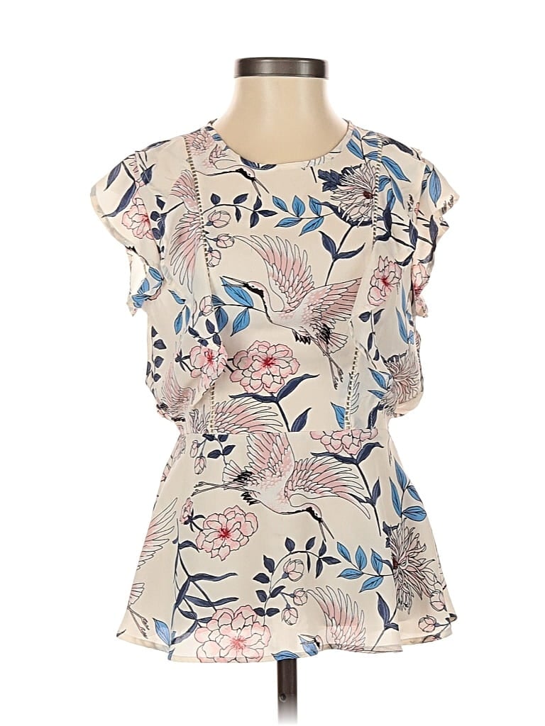 Pre-owned Monteau Short Sleeve Blouse In White