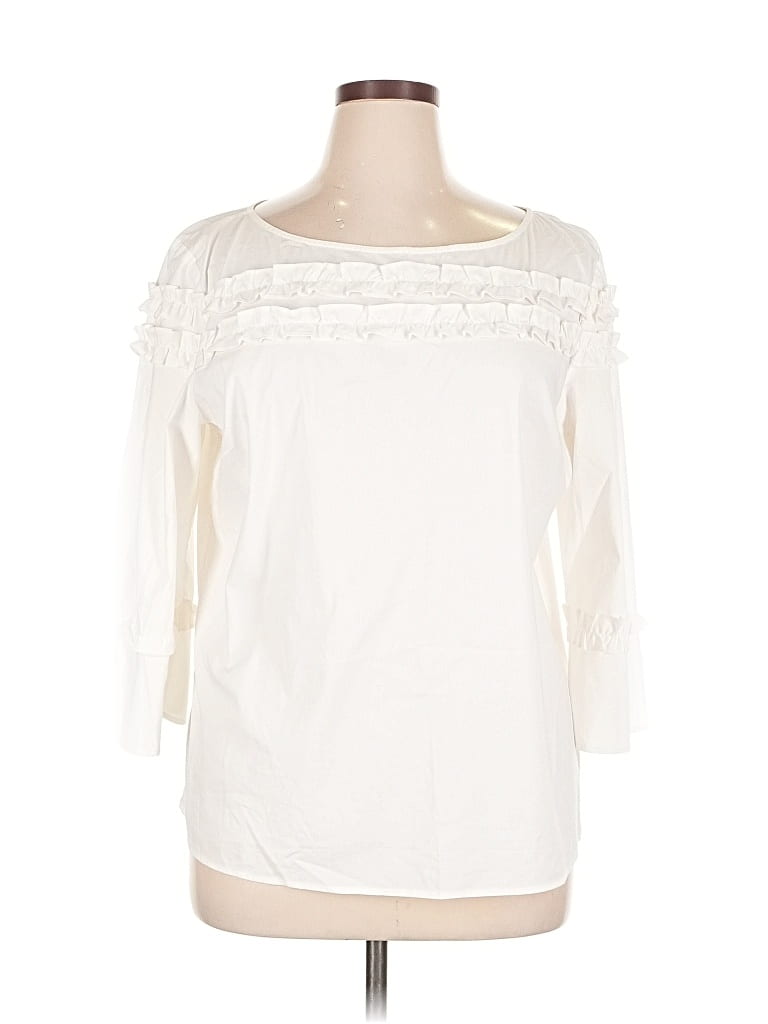 Pre-owned Talbots 3/4 Sleeve Blouse In White