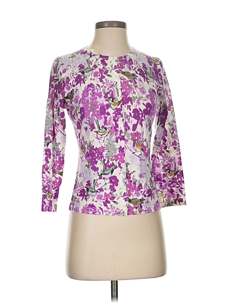 Pre-owned Garnet Hill 3/4 Sleeve Blouse In Purple