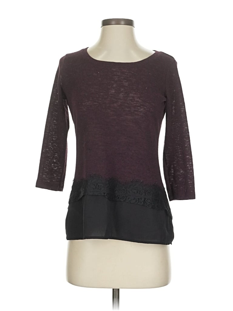 Pre-owned Soho 3/4 Sleeve Top Purple Boatneck Tops