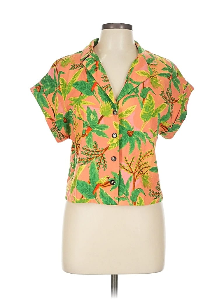 Pre-owned Monteau Short Sleeve Blouse In Orange