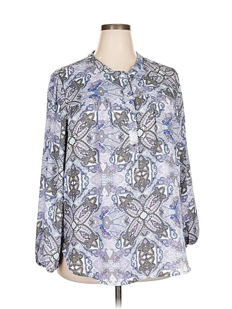 Pre-owned Democracy Long Sleeve Blouse In Silver