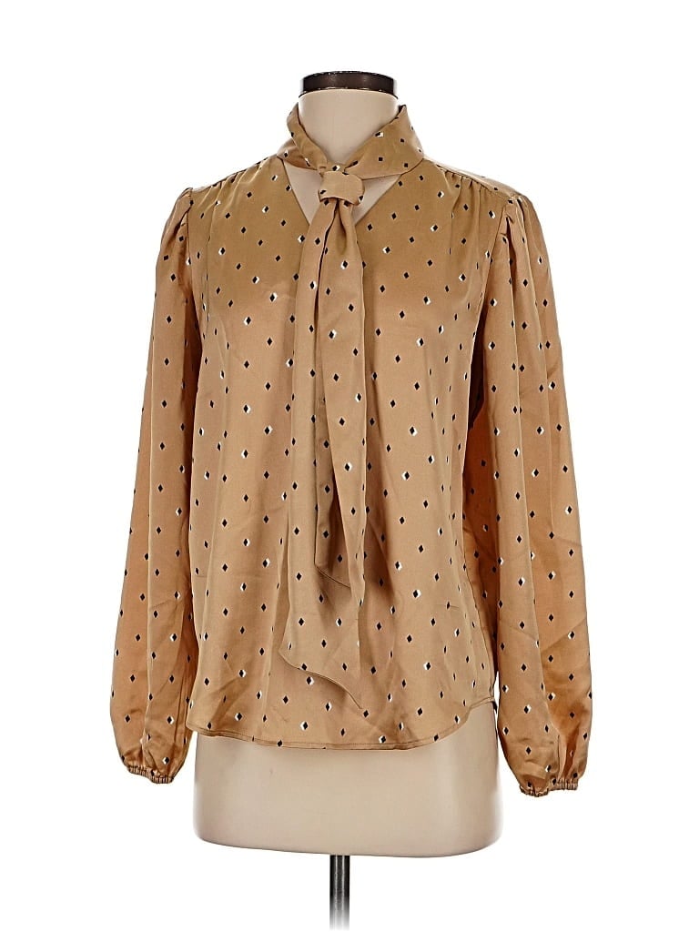 Pre-owned Ann Taylor Long Sleeve Blouse In Gold