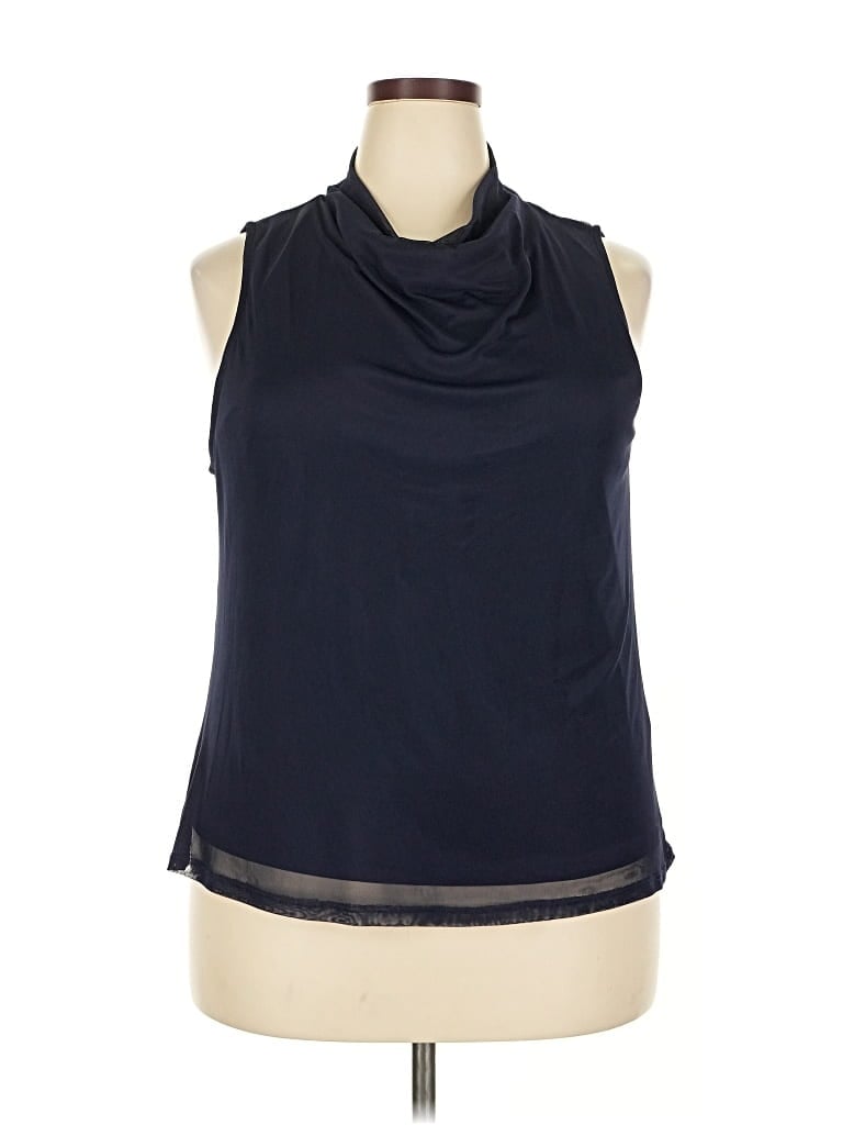 Pre-owned Halogen Sleeveless Blouse In Blue