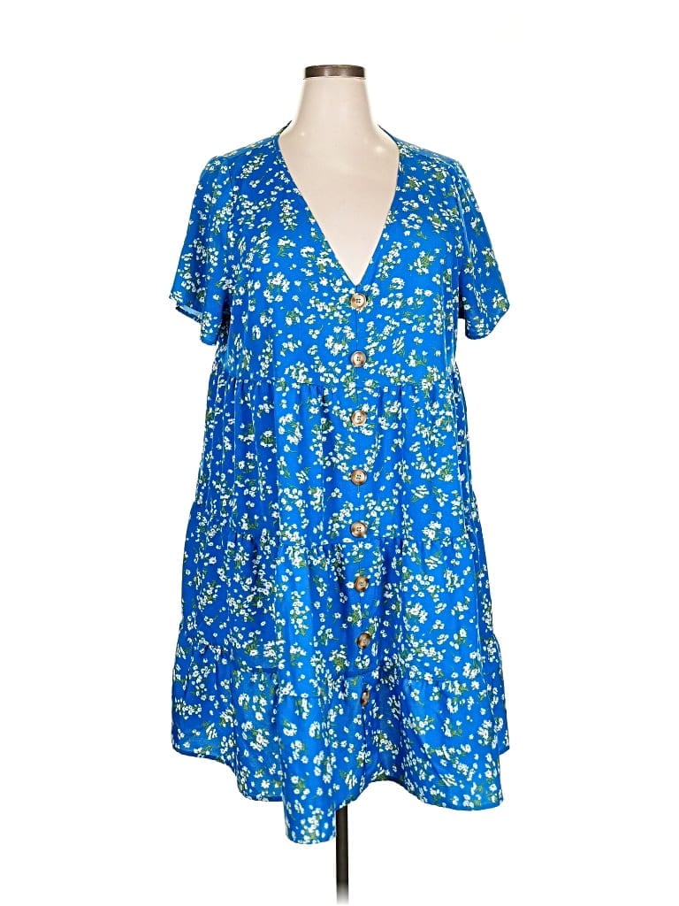 Pre-owned Shein Curve Casual Dress In Blue