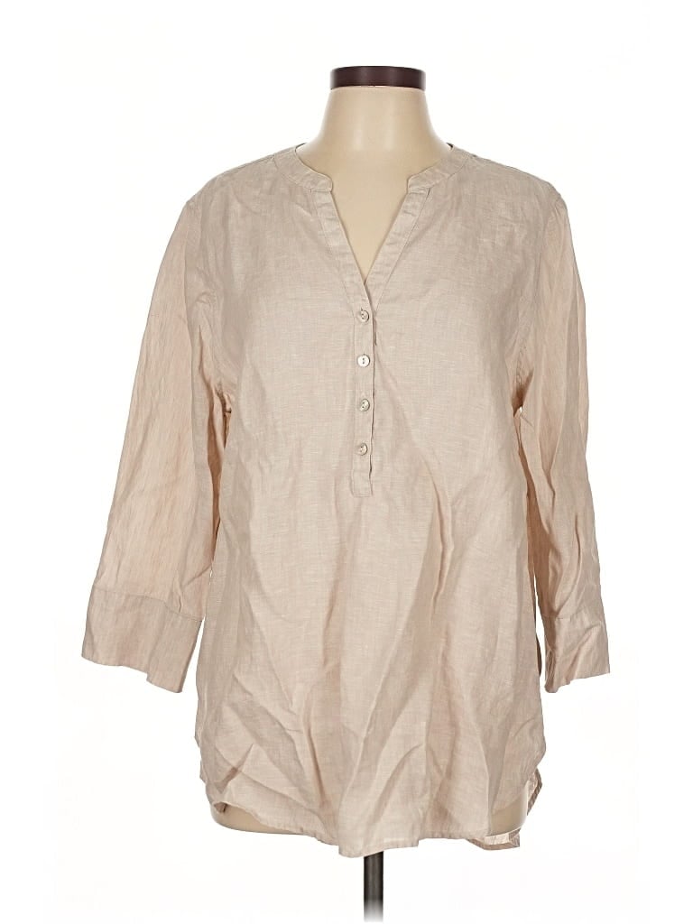 Pre-owned Chico's 3/4 Sleeve Blouse In Brown