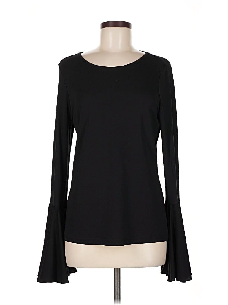 Pre-owned Michael Kors Collection Long Sleeve Top Black Boatneck Tops