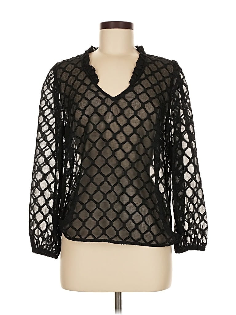 Pre-owned Banana Republic Factory Store Long Sleeve Blouse In Black