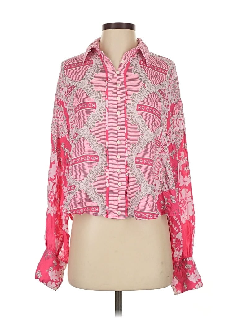 Pre-owned Free People Long Sleeve Blouse In Pink