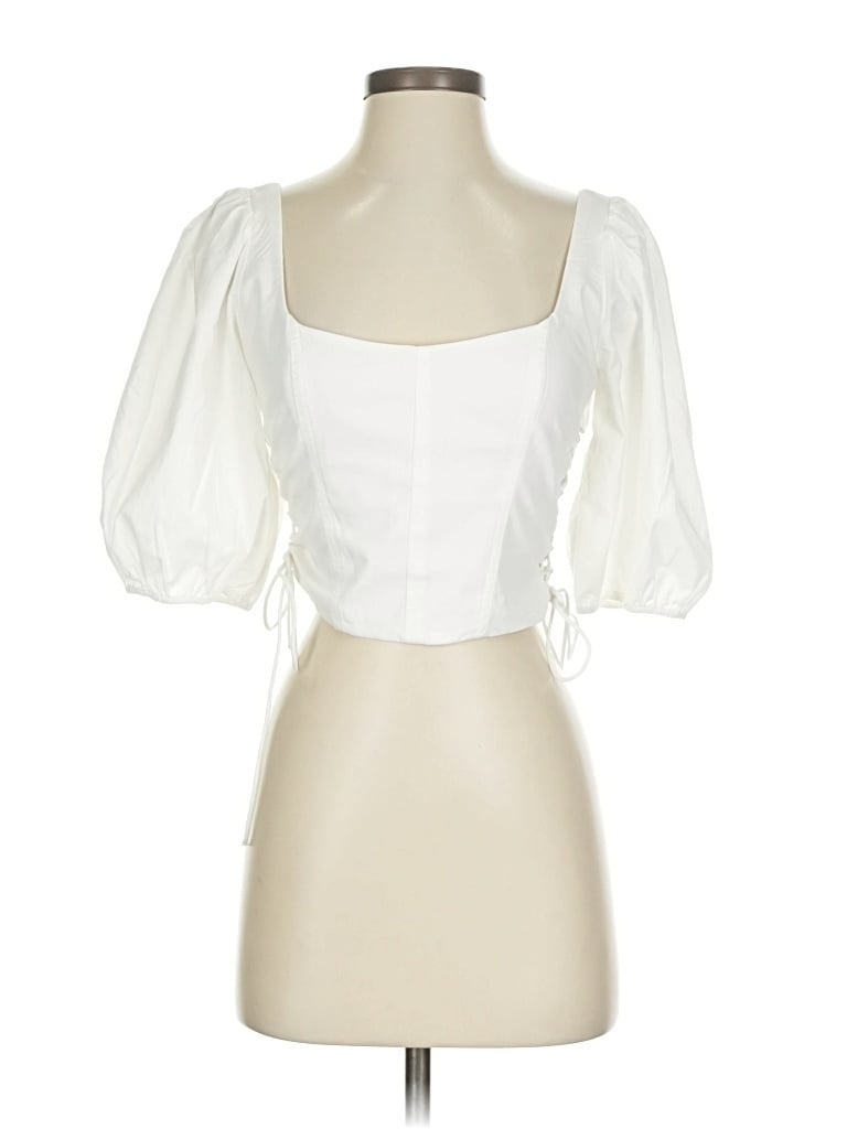 Pre-owned Abercrombie & Fitch 3/4 Sleeve Blouse In White