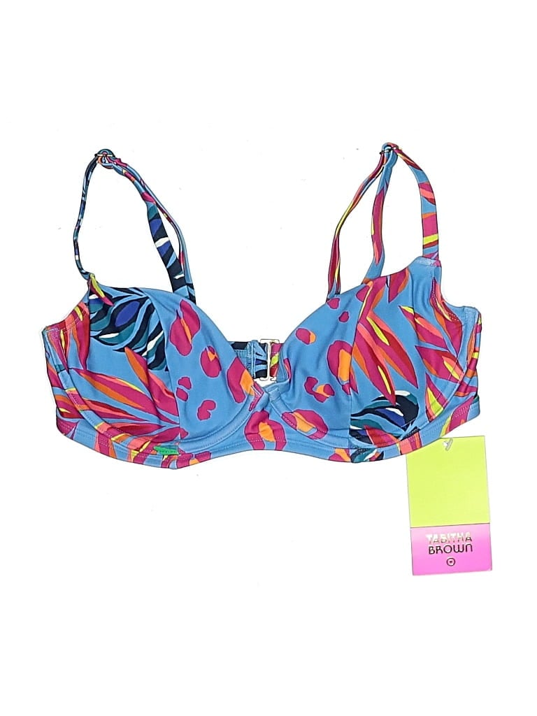 Tabitha Brown For Target Swimsuit Top Blue Print Pattern Swimwear