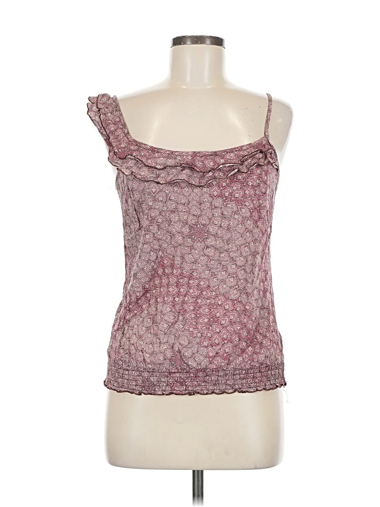 Pre-owned Guess Sleeveless Top Burgundy One Shoulder Neckline Tops