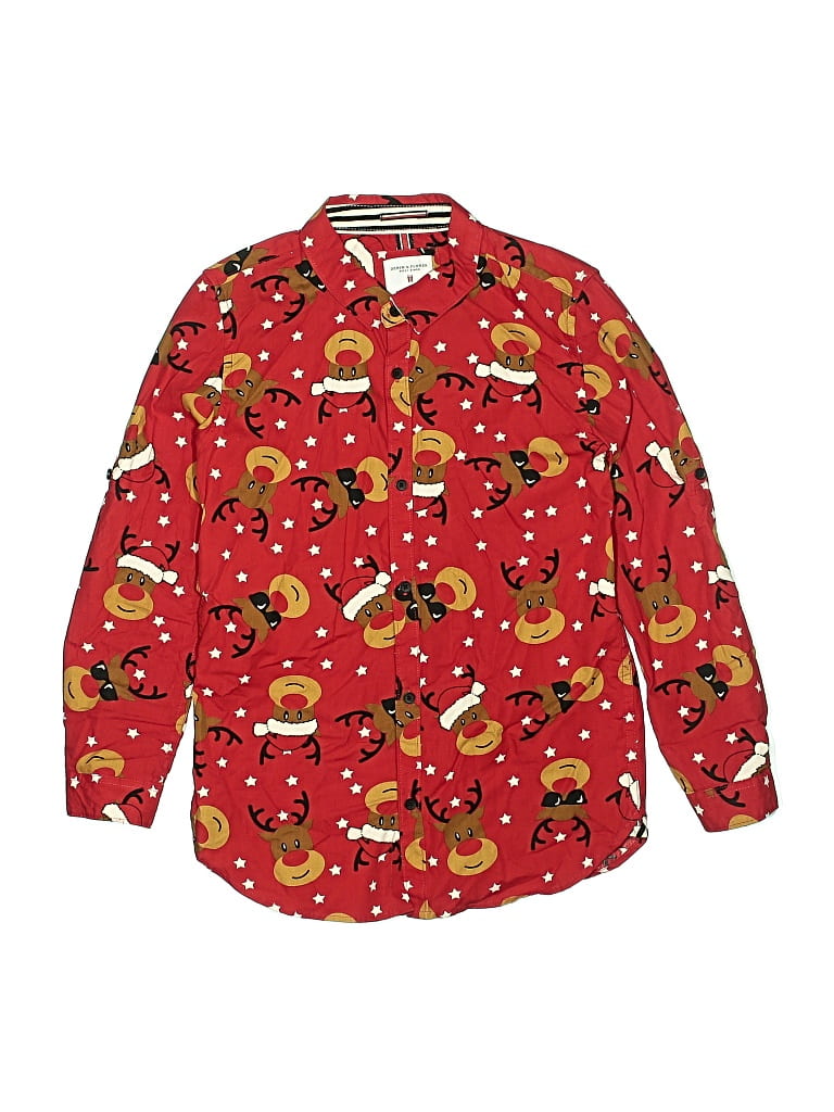 Pre-owned Denim & Flower By Ricky Singh Kids' Long Sleeve Button Down Shirt In Red