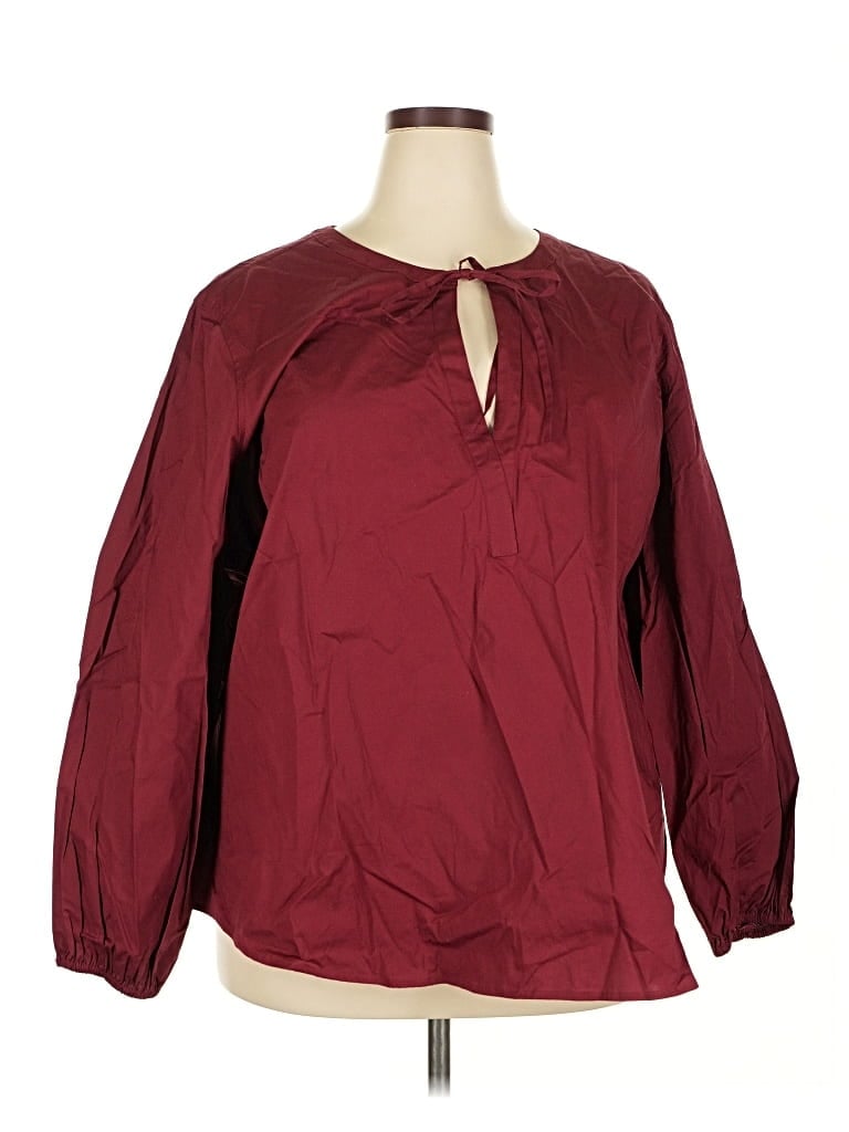 Pre-owned Universal Standard 3/4 Sleeve Blouse In Burgundy