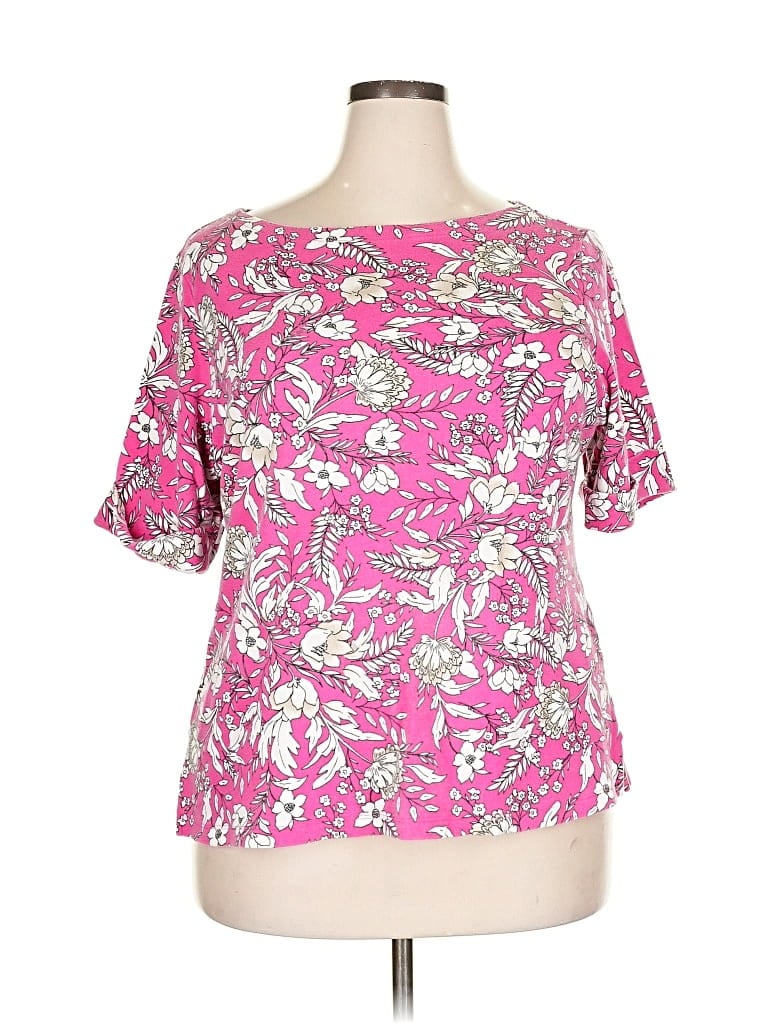 Pre-owned Karen Scott Sport Short Sleeve Blouse In Pink