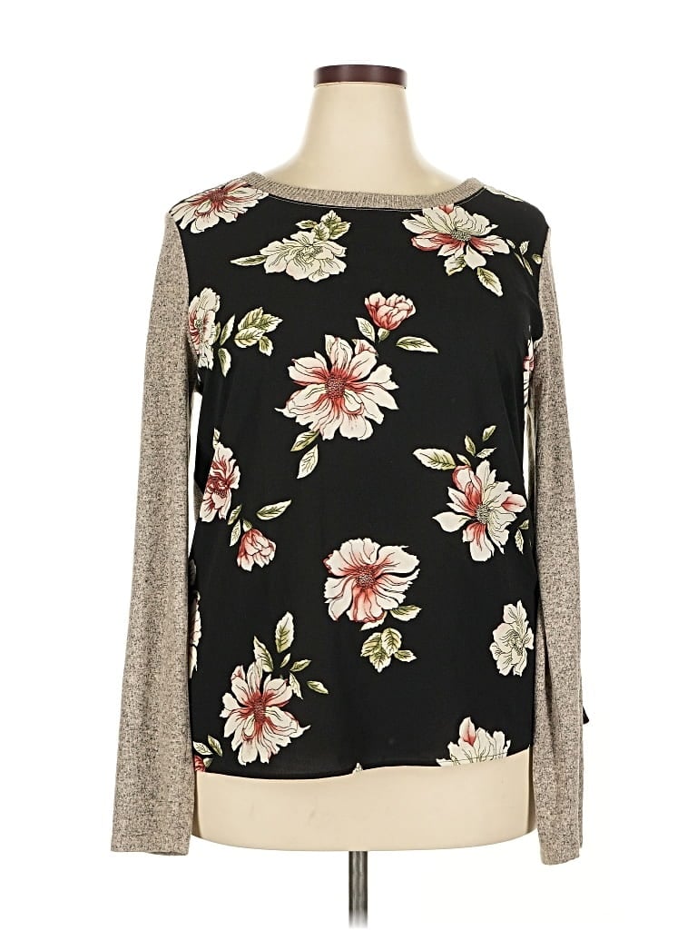 Pre-owned Kaileigh Long Sleeve Blouse In Black