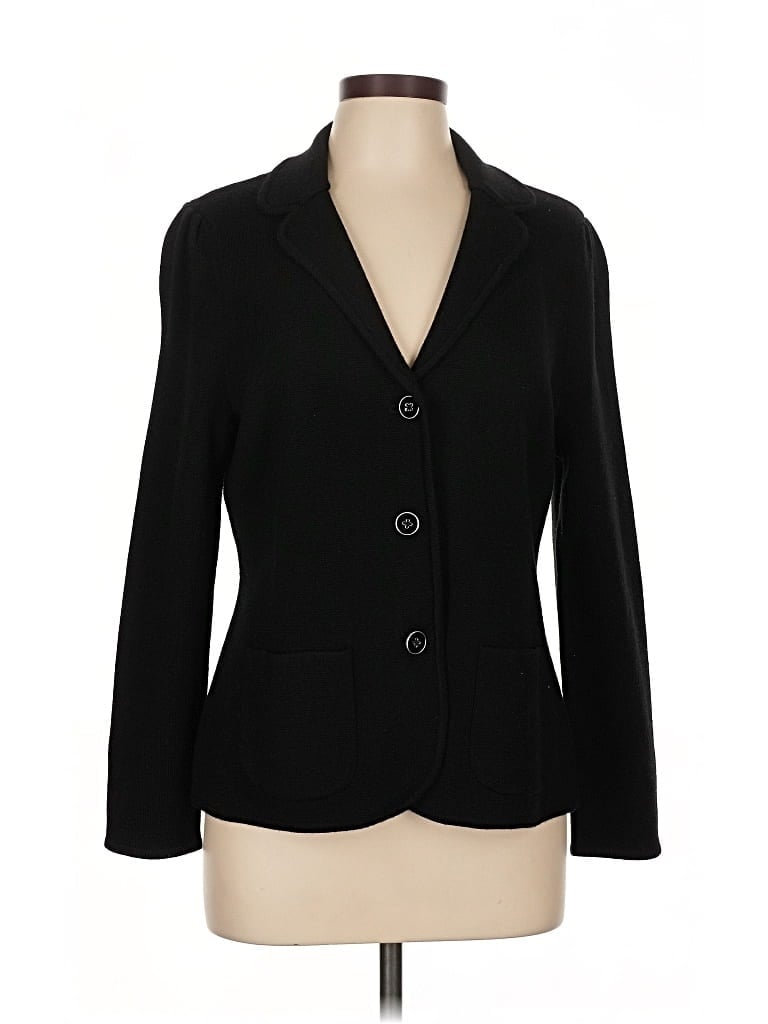 Pre-owned Talbots Wool Cardigan Sweater In Black