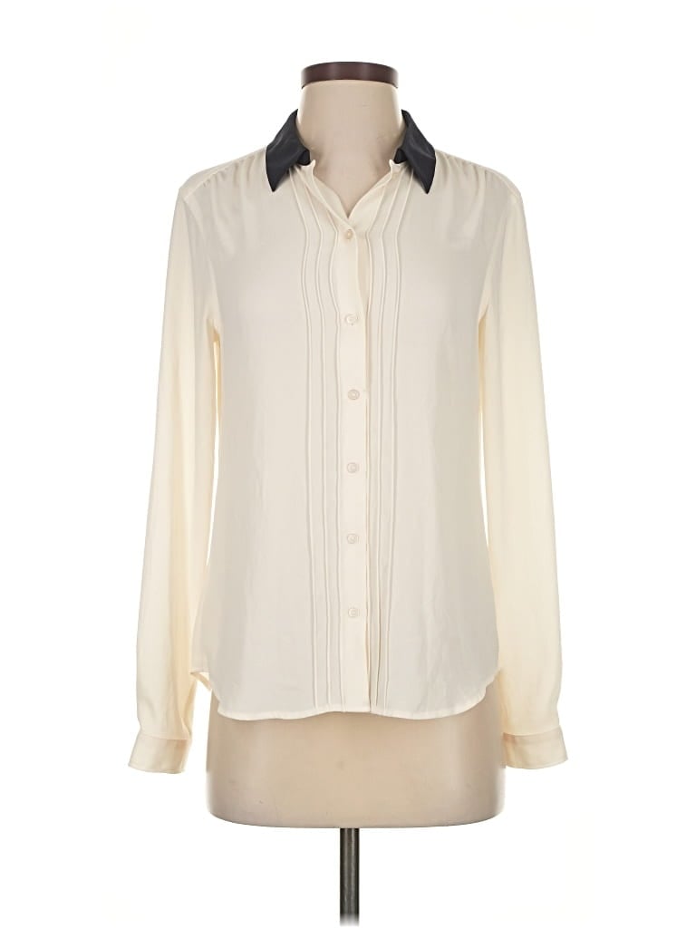 Pre-owned Ann Taylor Loft Long Sleeve Blouse In White