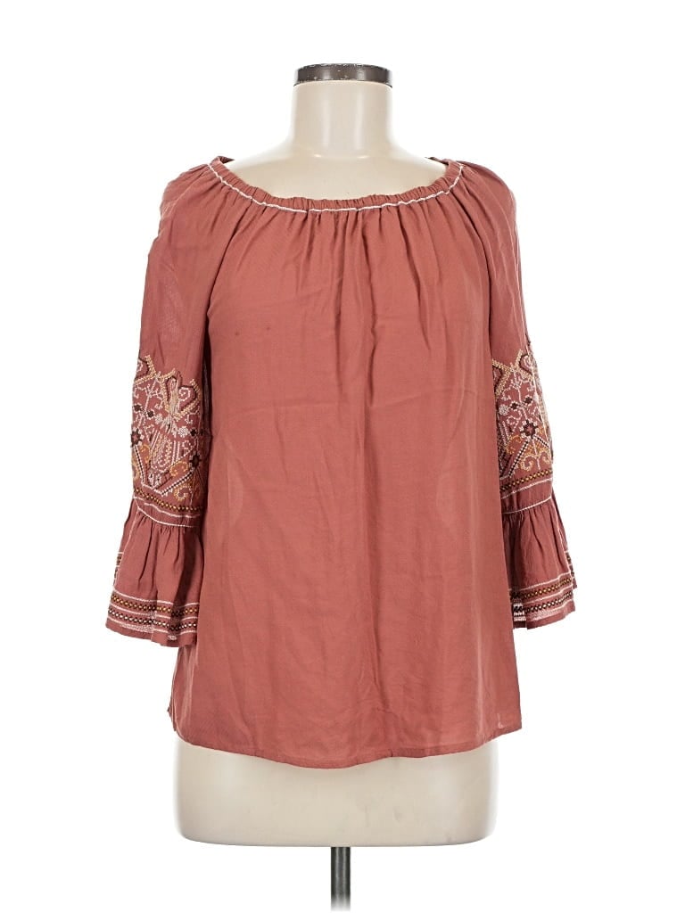 Pre-owned Max Studio 3/4 Sleeve Blouse In Brown