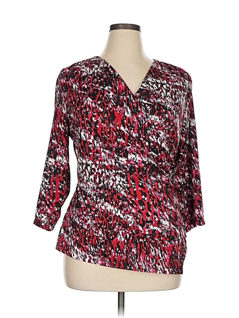 Pre-owned Tahari By Asl 3/4 Sleeve Blouse In Red