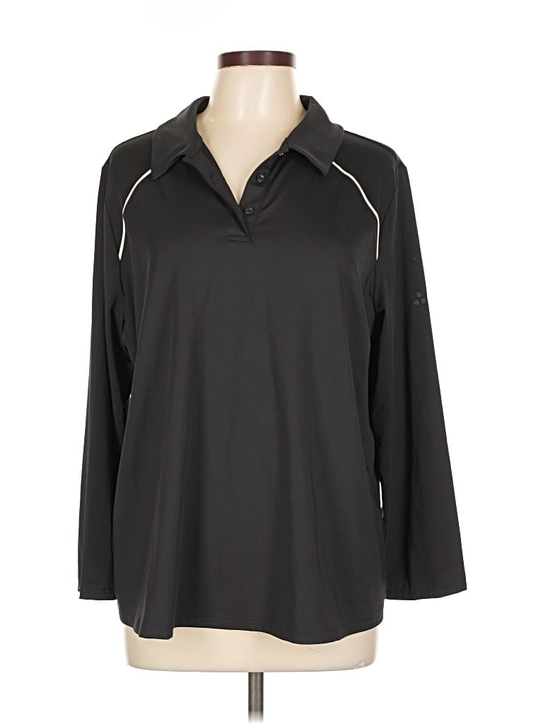 Pre-owned Tek Gear Long Sleeve Polo Shirt In Black