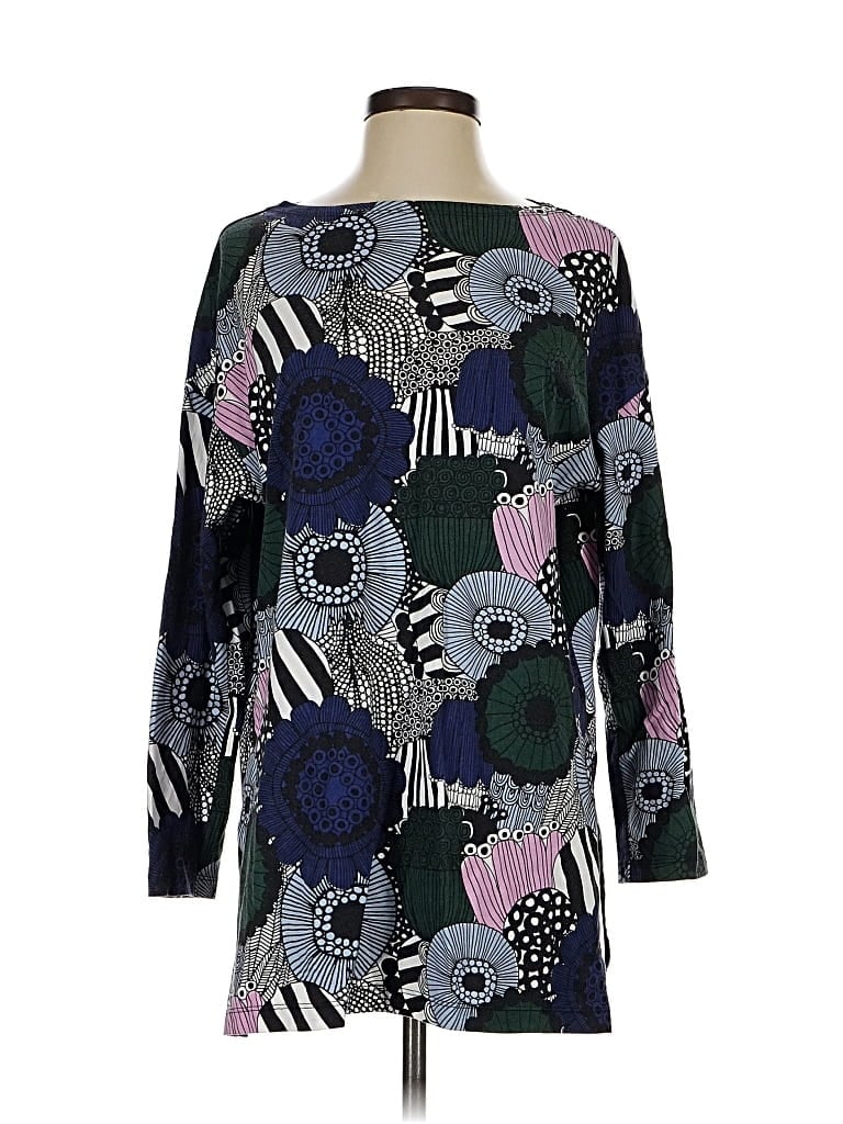Pre-owned Marimekko For Uniqlo Long Sleeve Blouse In Blue