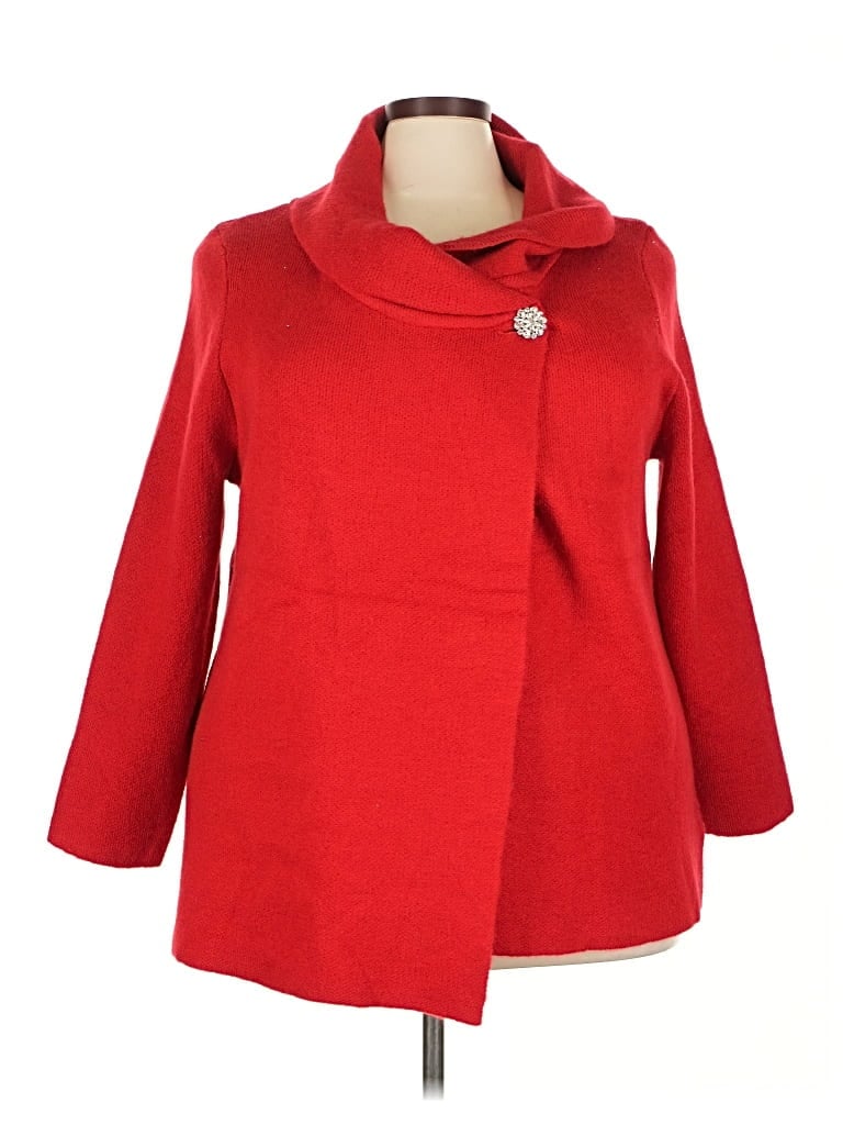 Pre-owned Adrienne Vittadini Cardigan Sweater In Red