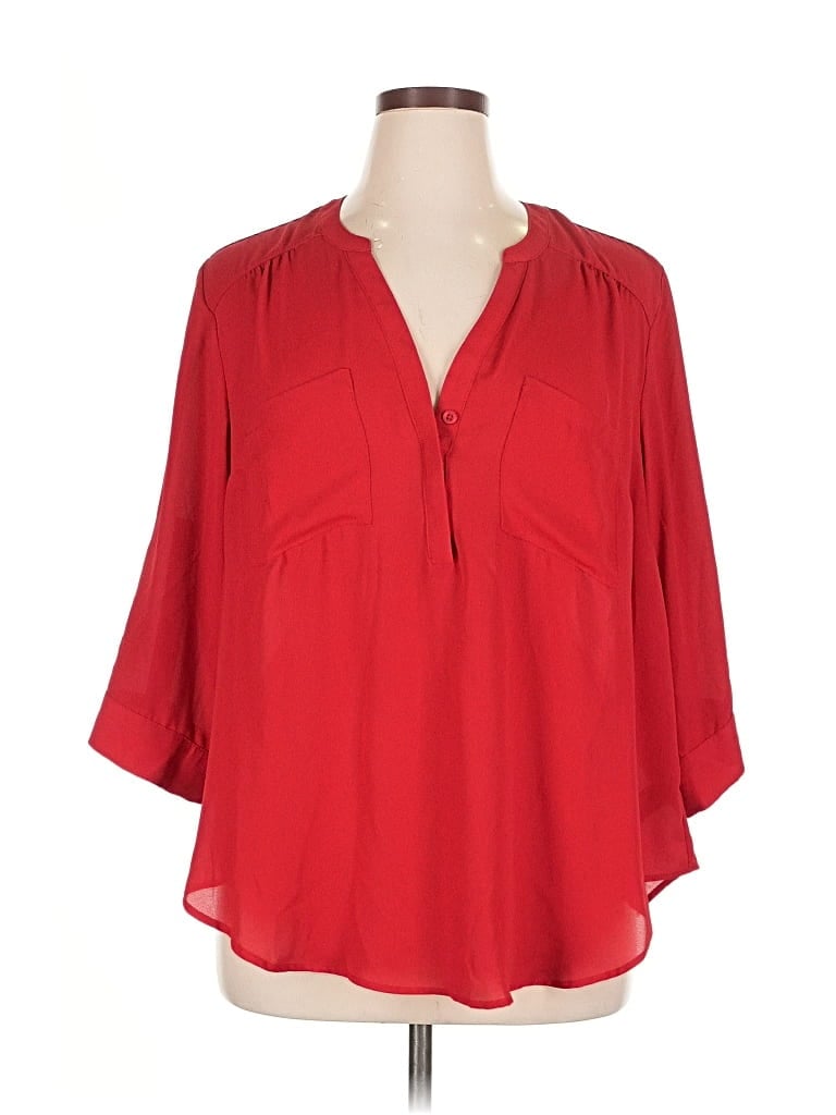 Pre-owned Torrid 3/4 Sleeve Blouse In Red