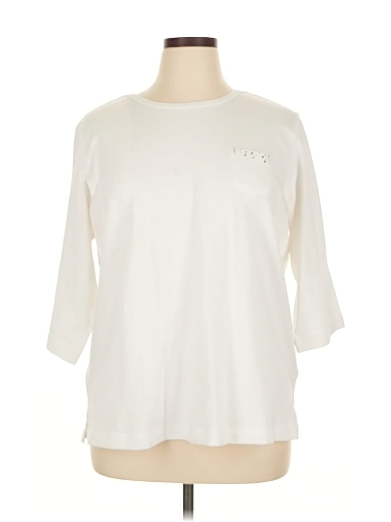 Pre-owned Quacker Factory 3/4 Sleeve T-shirt In White