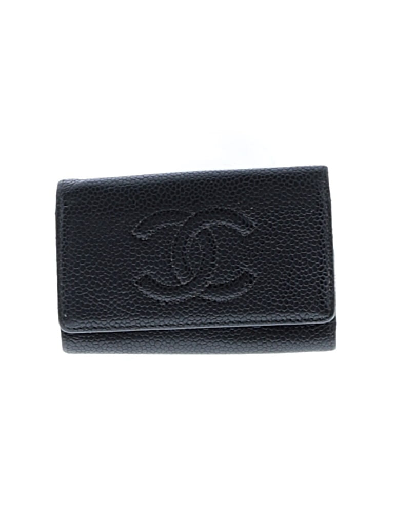 Pre-owned Chanel Leather Card Holder In Black