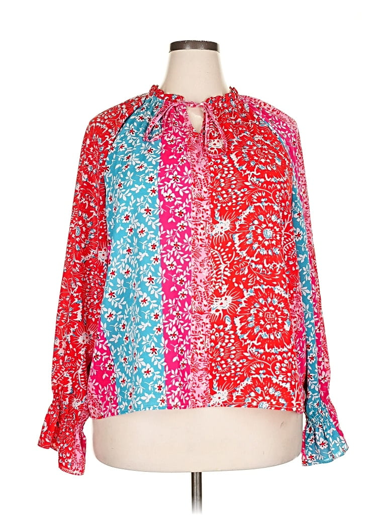 Pre-owned Unbranded Long Sleeve Blouse In Red