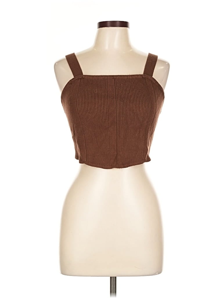 Pre-owned Know One Cares Tank Top Brown Strapless Neckline Tops