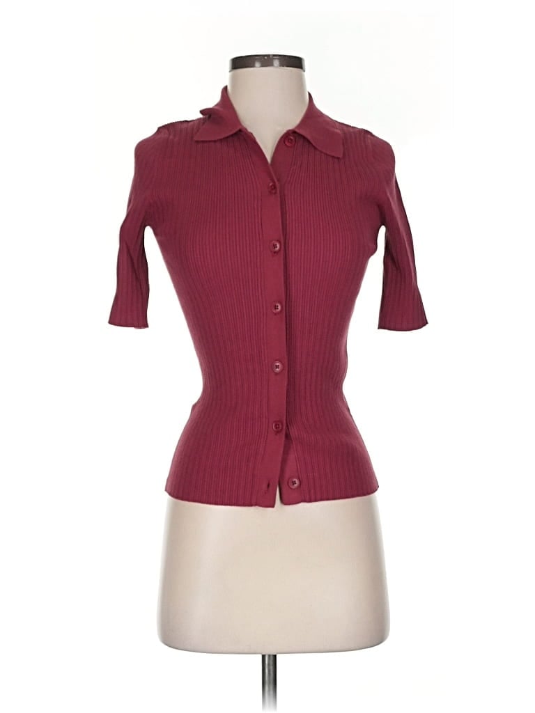 Pre-owned Madewell Short Sleeve Blouse In Burgundy