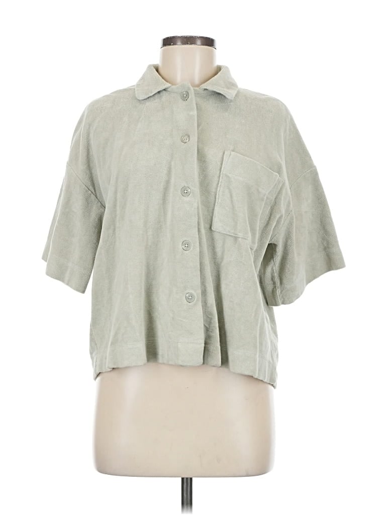 Pre-owned H&m Short Sleeve Blouse In Green