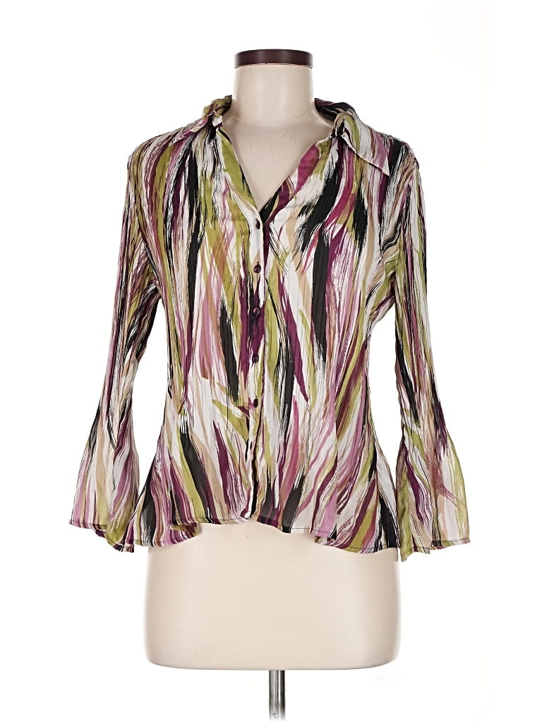 Pre-owned Allison Taylor 3/4 Sleeve Blouse In Purple