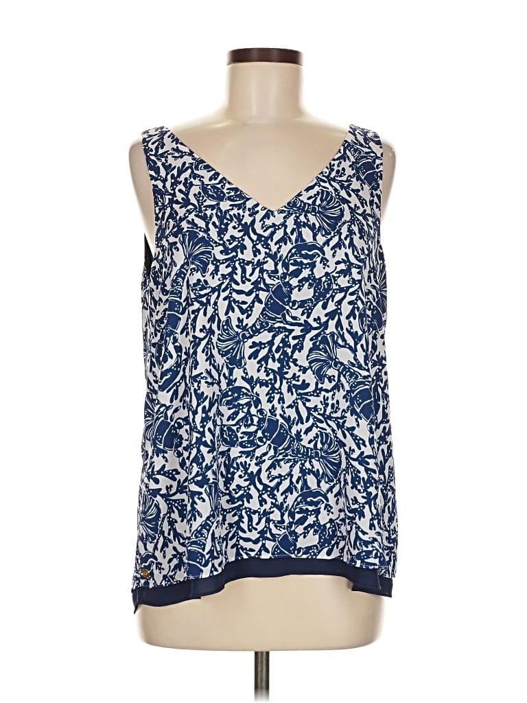 Pre-owned Lilly Pulitzer Tank Top Blue V-neck Tops