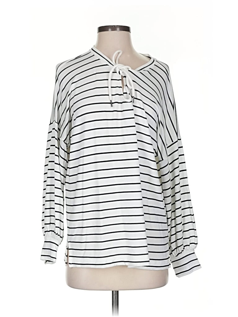 Pre-owned Cabi Long Sleeve Henley Shirt In White