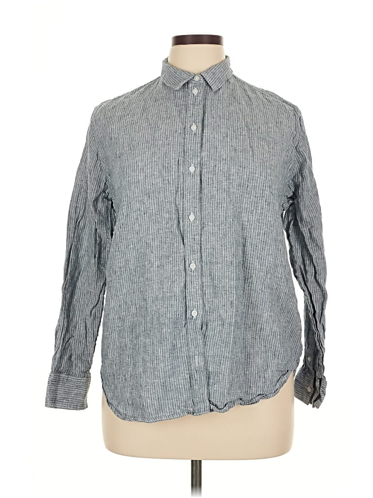 Pre-owned Everlane Long Sleeve Button Down Shirt In Gray