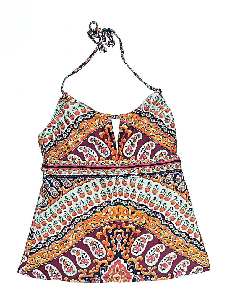 Pre-owned Nanette Lepore Swimsuit Top Orange Paisley Pattern Swimwear
