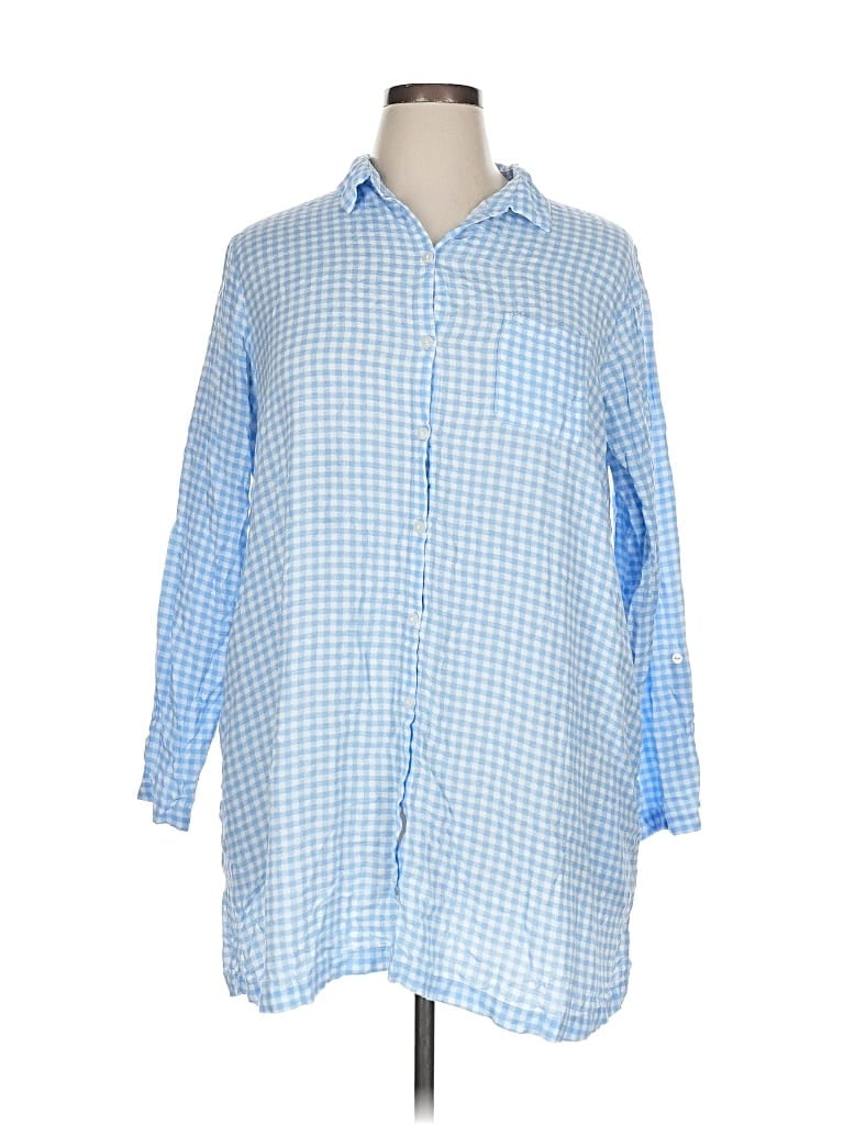 Pre-owned Croft & Barrow 3/4 Sleeve Button Down Shirt In Blue