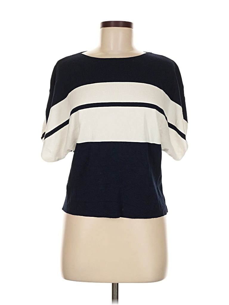 Pre-owned Vince Camuto Short Sleeve Top Blue Boatneck Tops