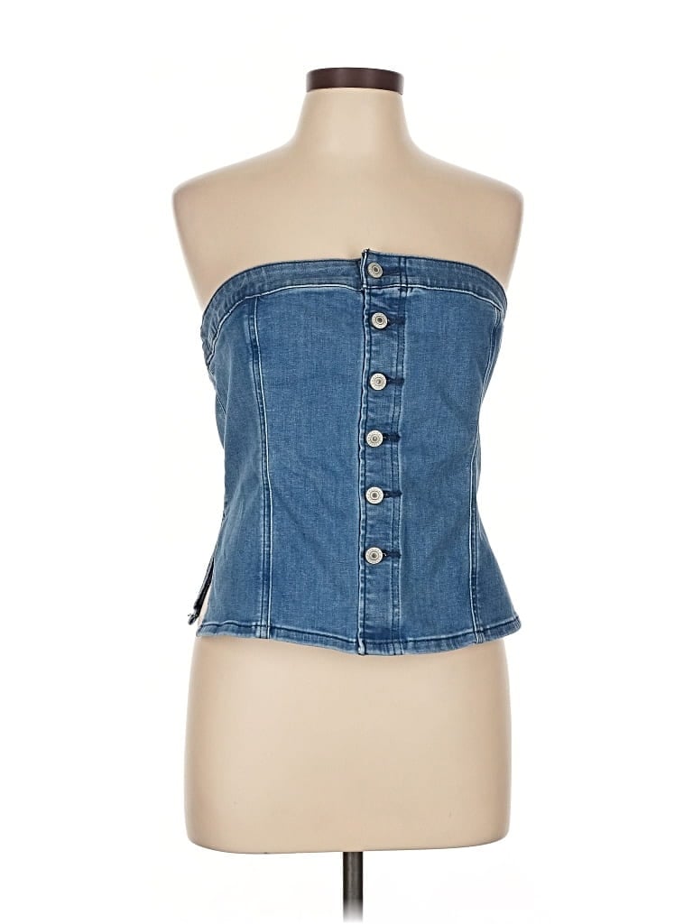 Pre-owned American Eagle Outfitters Sleeveless Button Down Shirt In Blue