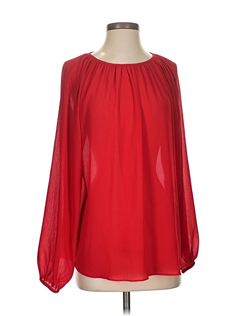 Pre-owned Prolōgue Long Sleeve Blouse In Red
