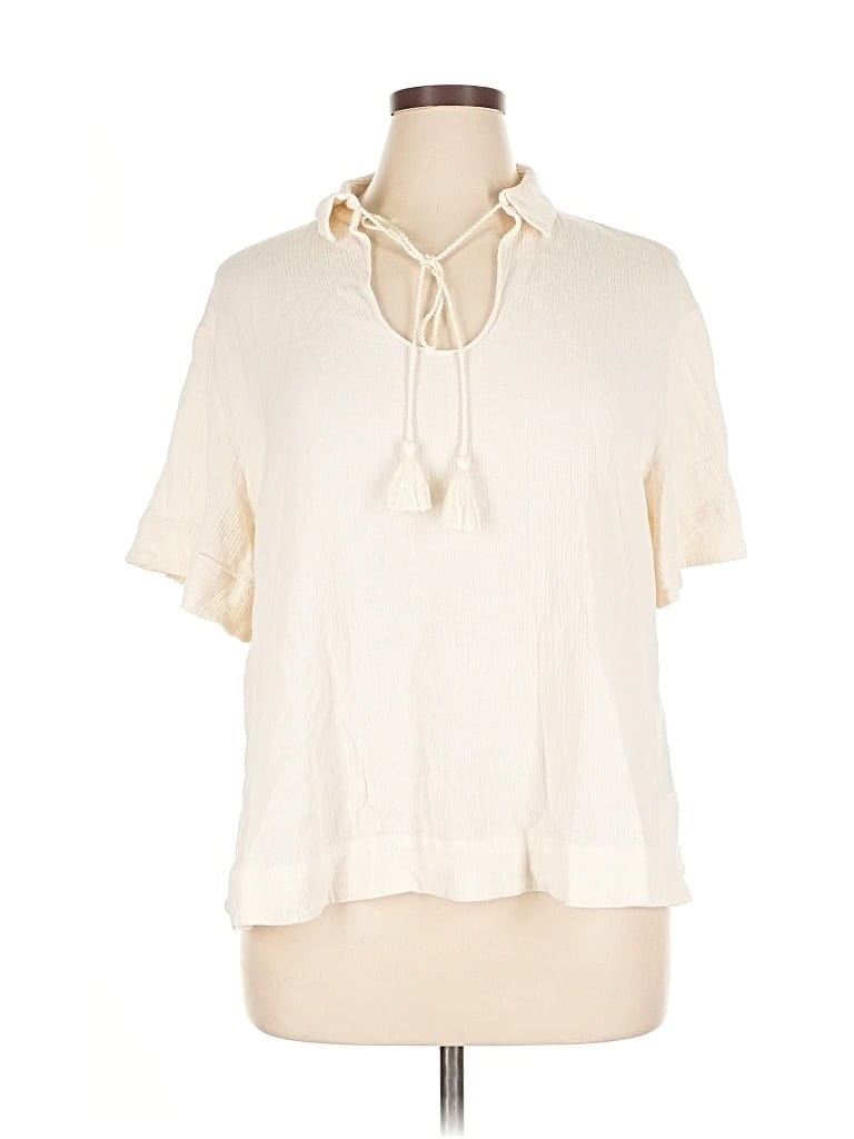 Pre-owned Banana Republic Short Sleeve Blouse In White