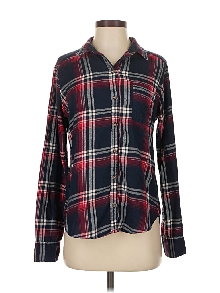 Pre-owned Hollister Long Sleeve Button Down Shirt In Burgundy