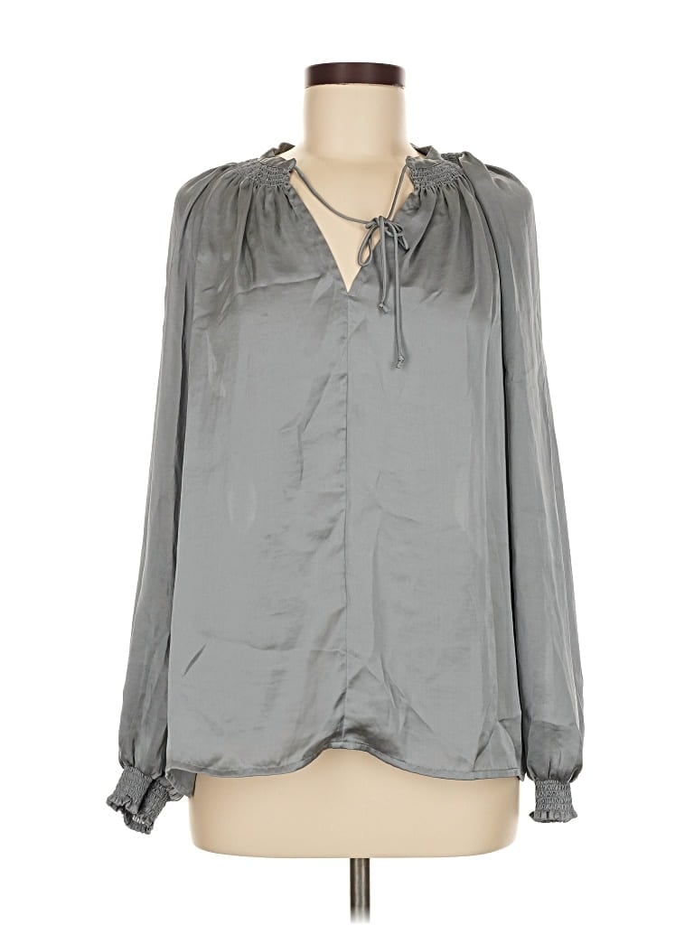 Pre-owned Lucky Brand Long Sleeve Blouse In Gray